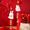 2024 New Year Rabbit Car Pendant Car Mirror Cute Rabbit Decoration Ornament Hanging Valentine's Day Gift Automotive Interior