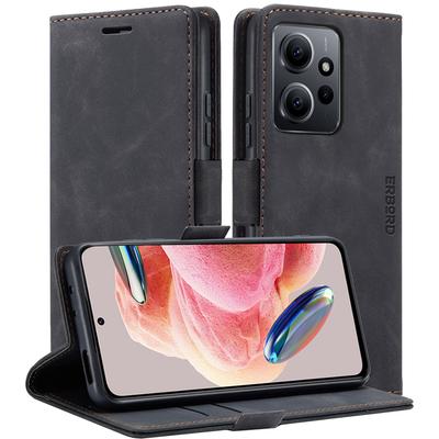 Case for Xiaomi Redmi Note 12 5G / Poco X5 5G, ERBORD Vintage Wallet with Flip, Black