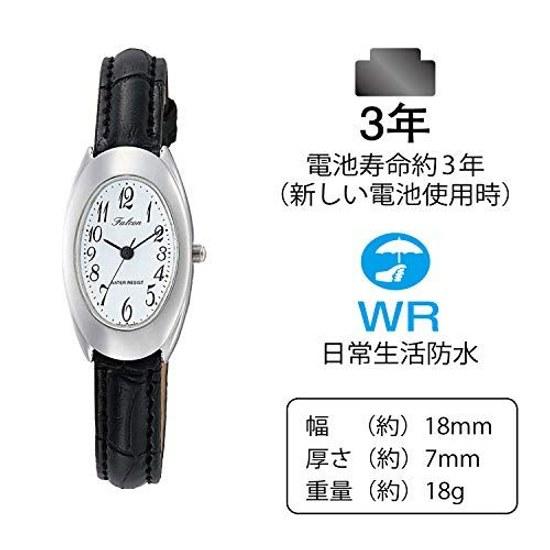 Citizen QQ wristwatch analog waterproof leather strap QA03-304 ladies black