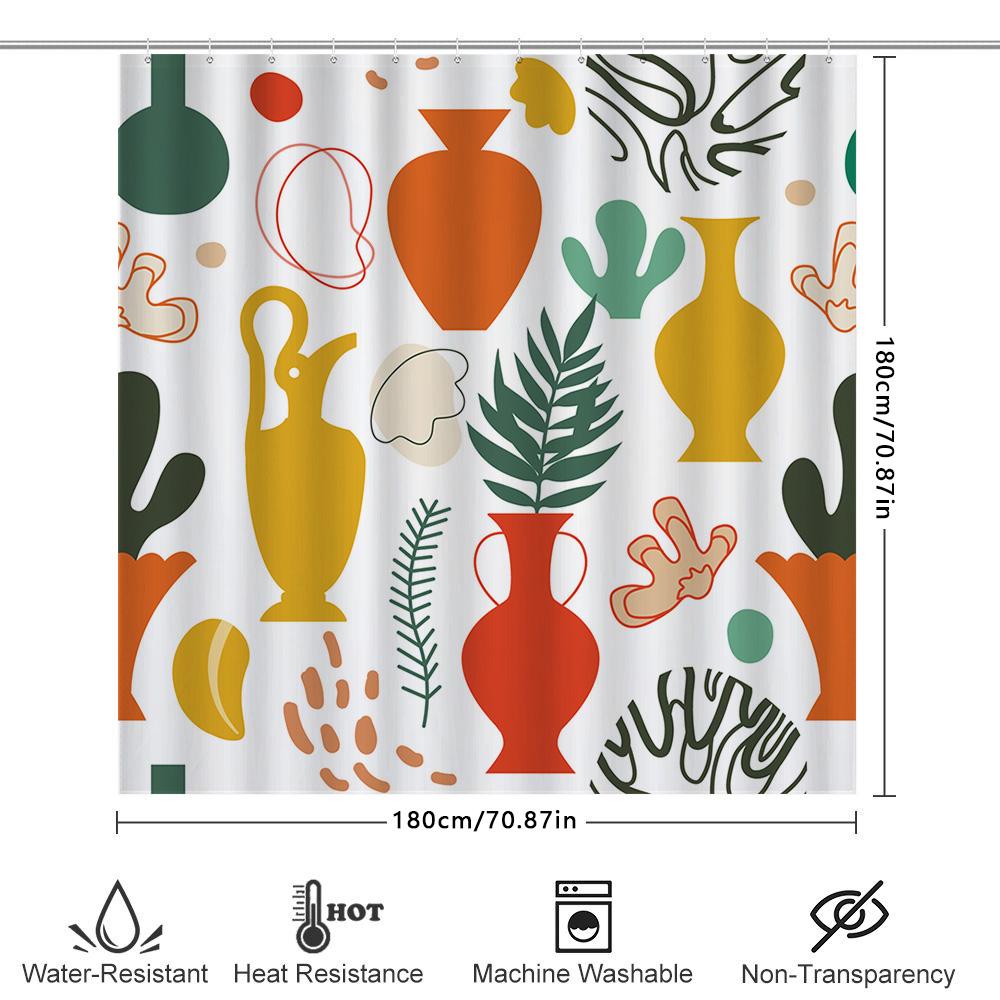 Vibrant Vases Cacti Shower Curtain For Bathroom Decor Multicolored Fabric Curtain With Floral Patterns Size: 72X84Inches (183×21
