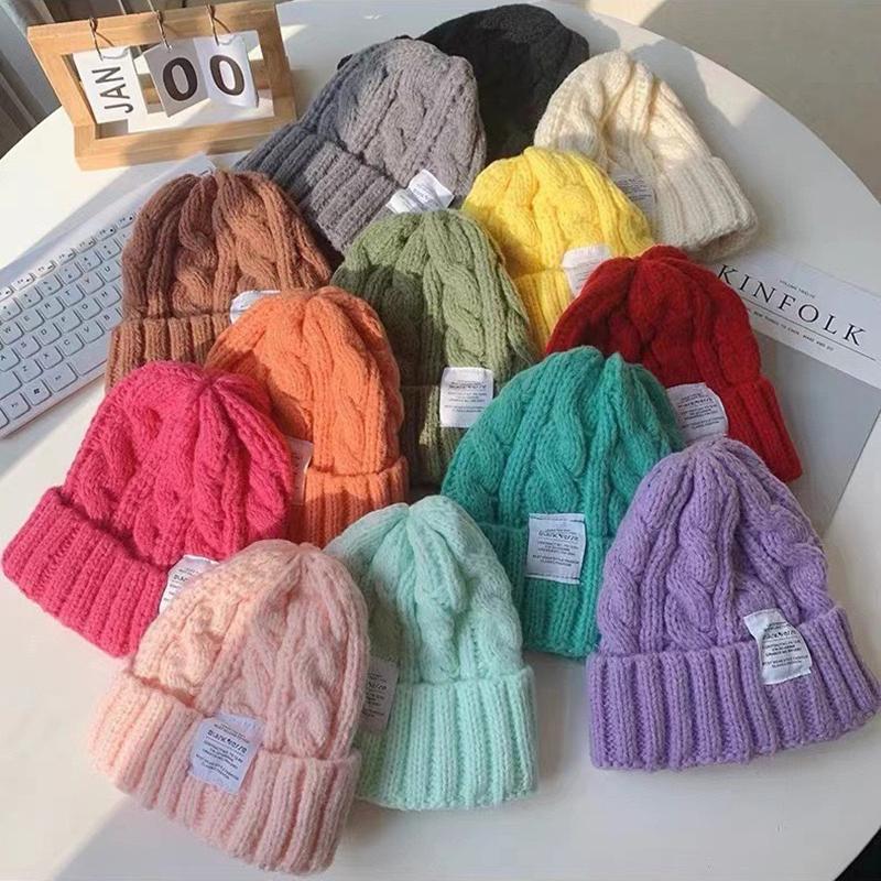 New Women'S Winter Hat 2024 Beanie Hats For Women Knit Cap Fashion Warm Wool Couple Cap Bonnet Woman Winter Twist Female Bonnet