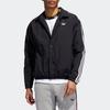 Adidas Originals Trefoil Baseball-Sportjacke mit Kragen und Knopfleiste, Herrenjacken, Schwarz, ED5516