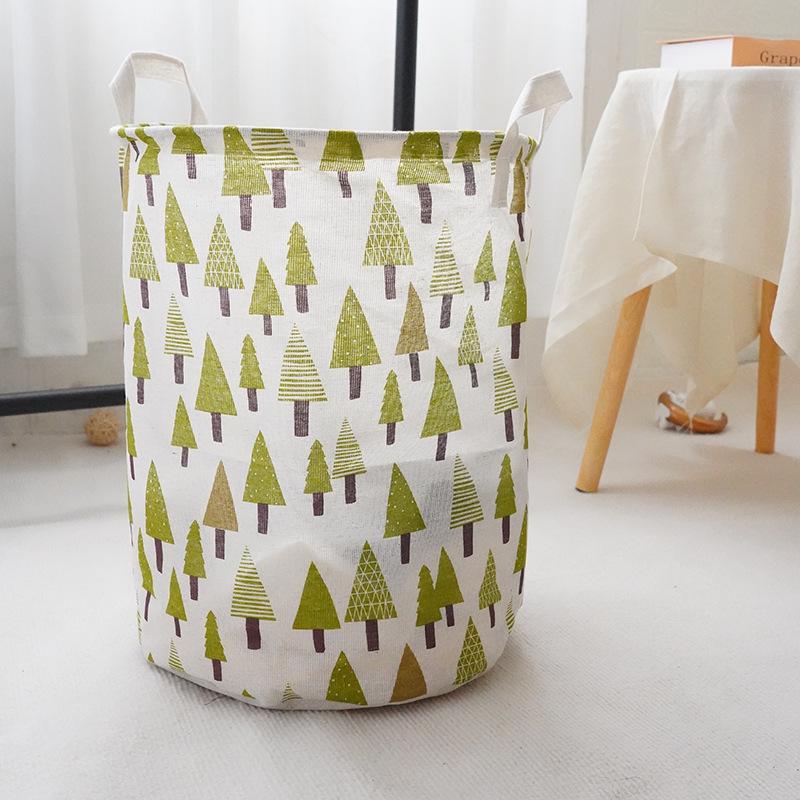 Cotton Linen Round Laundry Hamper – Large Capacity Handheld Storage for Clothes, Toys, and Sundries.