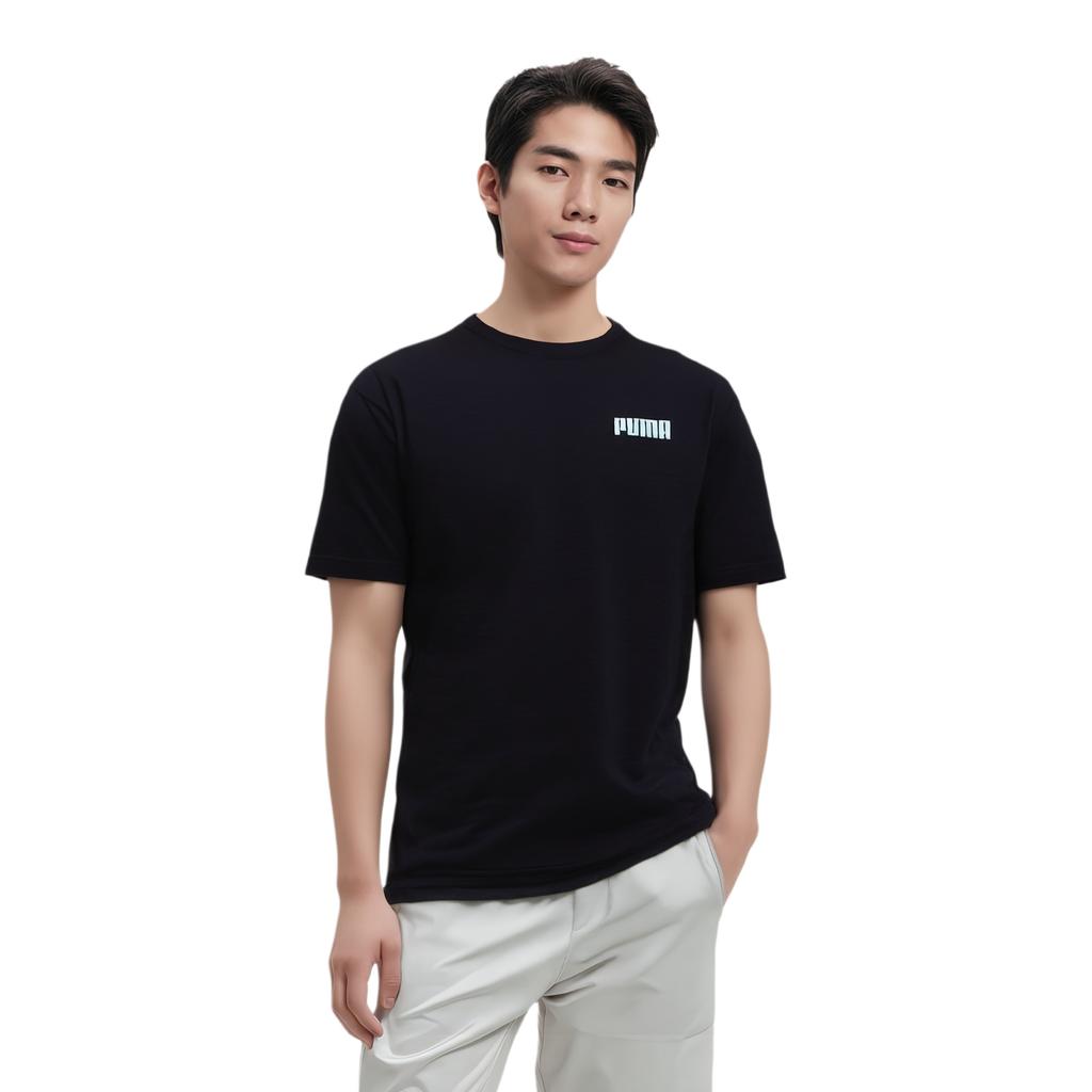 Puma Solid Color V-Neck Sports Short Sleeve T-Shirt Men Tops Black 848756-01