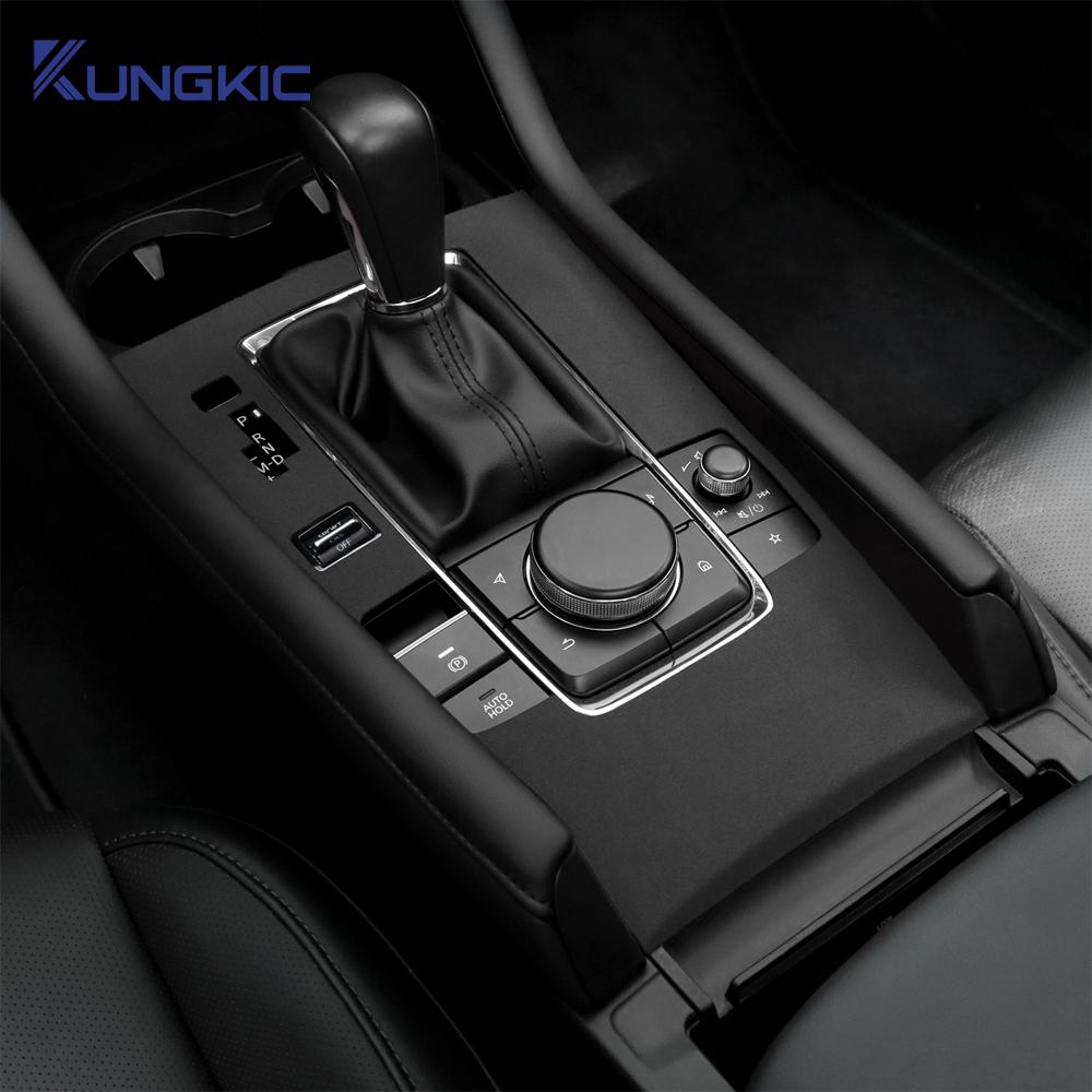 Housse de Panneau de Levier de Vitesse en Daim pour Mazda 3 BP 2019-2025 Mazda3 Axela Collier de Levier de Vitesse Intérieur avec Bouton Sport