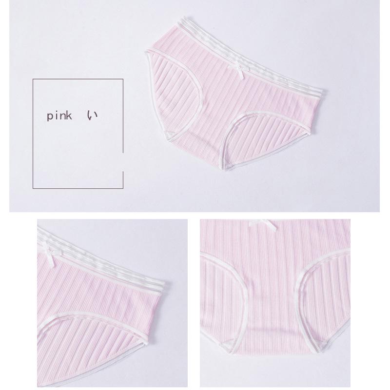DULASI Cotton Bow Panties Women Underwear Striped Briefs Breathable for Girls Panty Lady Mid-Waist