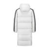 Unisex White Duck Down Jacket - Classic Three-Stripes, Hooded, Warm Outerwear for Students (Autumn/Winter).