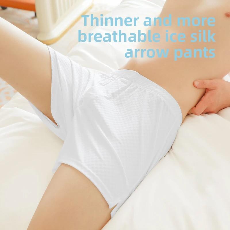 Men's Spring and Summer Ice Silk Loose Home Breathable Comfortable Boxer Briefs