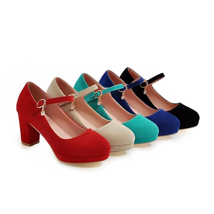 Early Spring High Heels Suede Water Table Buckle Shoes Large Size Single Shoes