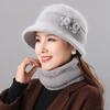 Hat Female Autumn and Winter Rabbit Hair Big Eaves Knitted Hat Old Hat Old Lady Fleece Warm Wool Hat