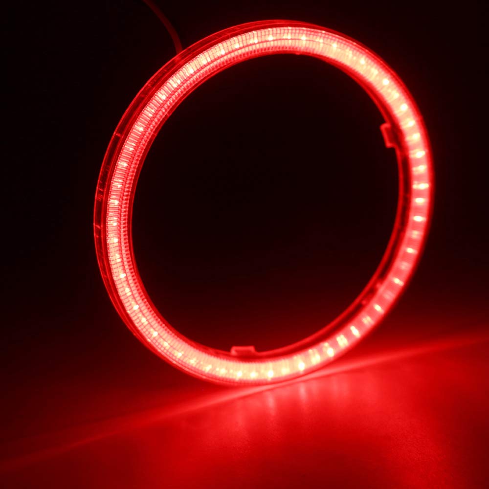 Grandview COB Squid Ring 80mm Red Headlight with Cover Ballast Angel Eye for Car Set of 2 (Upgraded Version)
