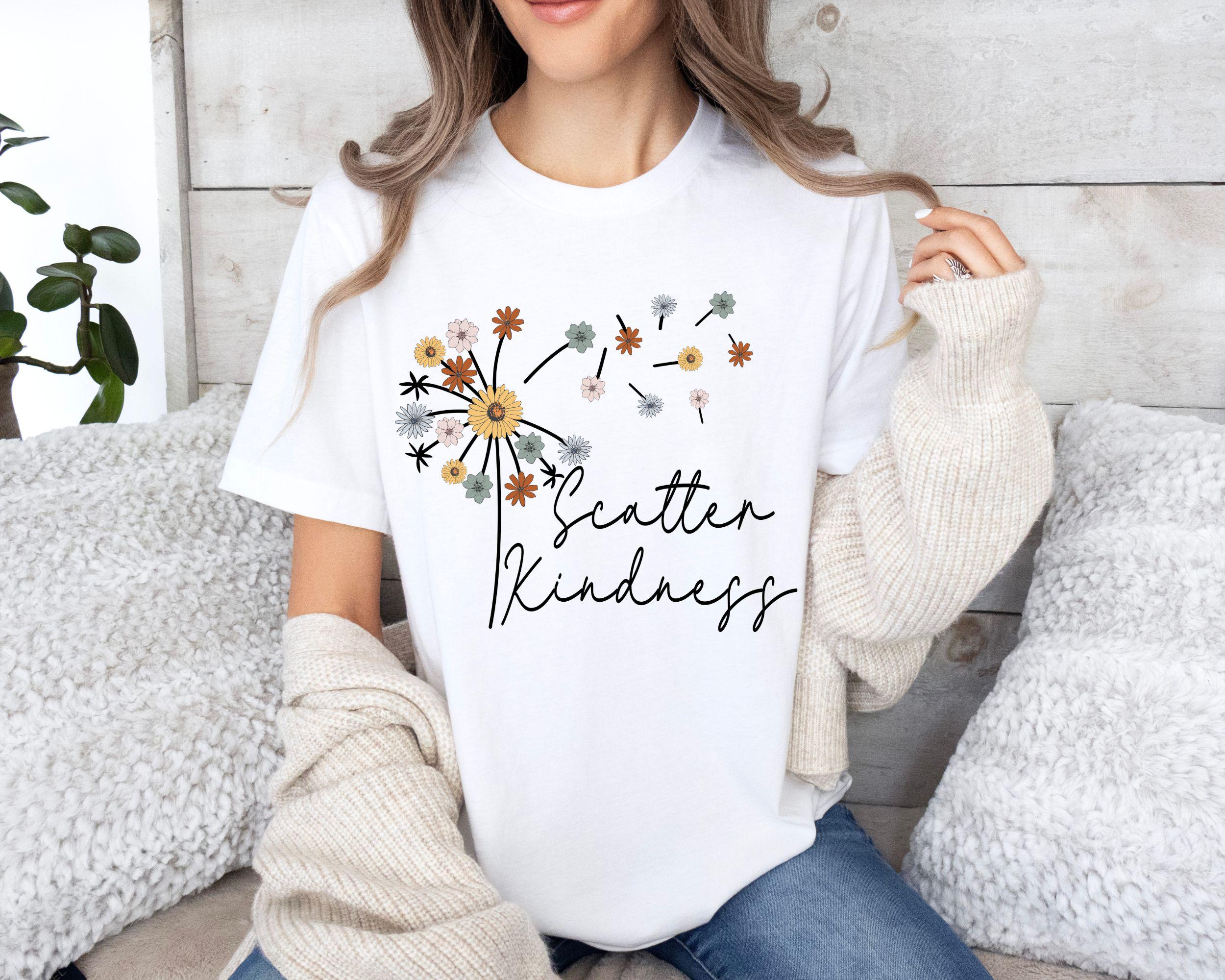 Plus Size Summer Womens Be Kind Dandelion TShirt Cotton Breathable Stylish Versatile Street Style Oversized 2XL