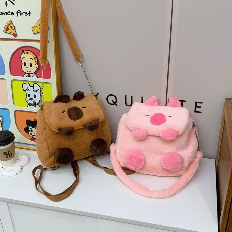 New Cute Niche Plush Bag, Doll Doll Plush Bag, Student Commuting Messenger Backpack.