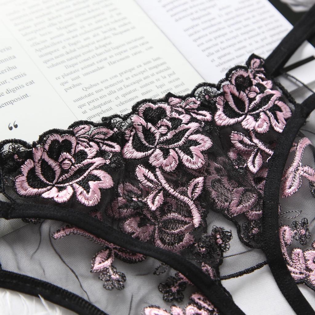 Sexy Lingerie Women's Underwear Embroidered Hollow Mesh Seductive Thong Panties Underpants G Strings Crotchless Bandage Underwear Lingerie for Women