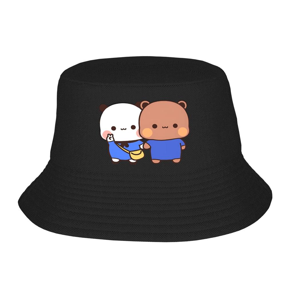 DuDu Bear And BuBu PandaS Love Bucket Hat Harajuku FisherUnisex Caps For Unisex Women Classic Beach Travel Sun Hats Foldable Cap