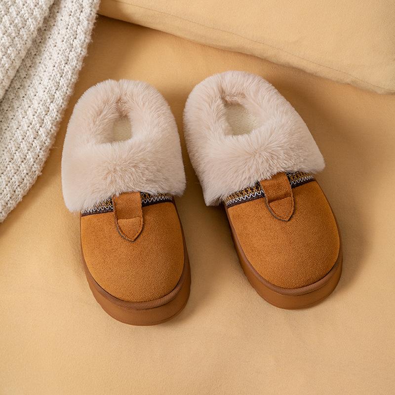Cotton slippers home slippers autumn and winter ethnic style velvet cotton mop thickened cotton shoes warm non-slip wool slippers