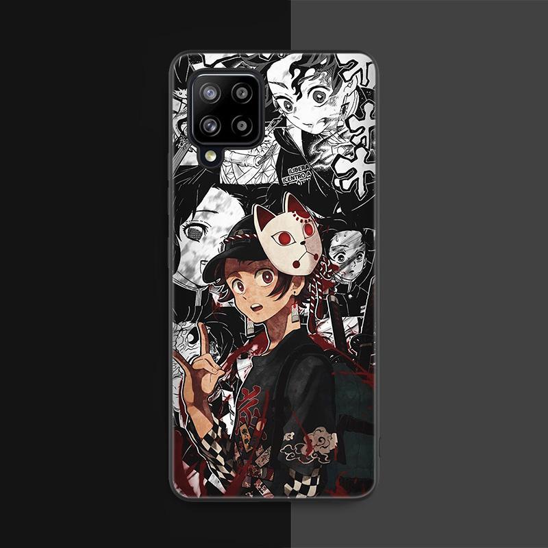 Anime Dämon Slayer Tanjiro Fall für Samsung Galaxy A12 A02S A22 A32 A52 A72 A71 A51 A41 A31 A21 A11 A50 A70 A10 A20S schwarze Abdeckung