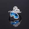 Caibao Deep Sea Sapphire Butterfly Ring for Women Ins Open Mouth Temperament Versatile Niche High End Index Finger Ring