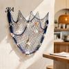 Ocean Inspired Backdrop Fishing Net Wall Decoration, Lighted Coastal Art, Light-Up Decorative Theme Room Decorations Netting Hanging for Beach