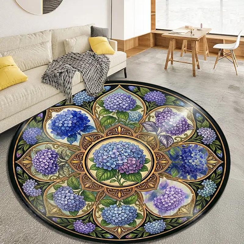 

Vintage Datura Flower1 Round Area Rug,Carpet Rug for Living Room Bedroom Sofa Playroom Decor,Non-slip Floor Mat Q0050 80cmx80cm