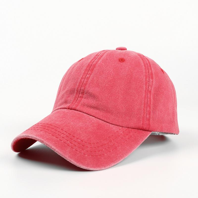 Washed Cotton Baseball Cap Men'S And Women'S Fashion Dad Hat Casual Retro Soft Top Curved Brim Solid Color Cap