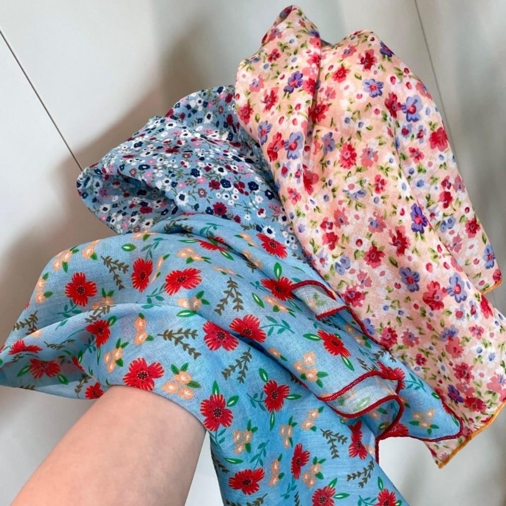 3pcs/set Thin Fabric Printed Headscarf Colorful Flower Square Headband Floral Neck Scarf  Holiday