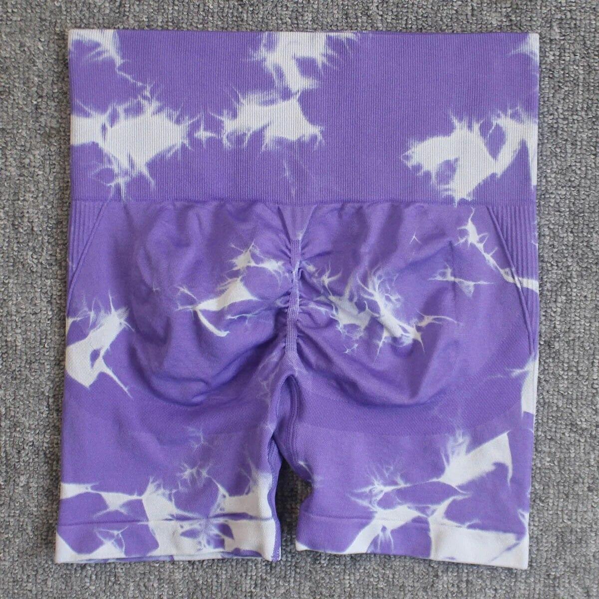 

Безшовні шорти для йоги Tie Dye Push Up для жінок з високою талією Літні фітнес-тренування Біг Велоспорт Спортивні штани S