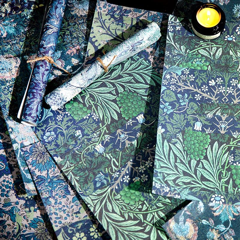 Velké papíry s barokním motivem 20 ks, Vintage pozadí pro deník, Ozdobné potřeby pro DIY scrapbooking