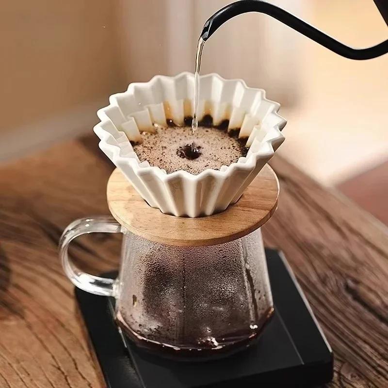 Ceramic Coffee Dripper Pour Over Coffee Maker Set with Glass Share Pot American Style Brewing Kit for Home Cafe Accessories