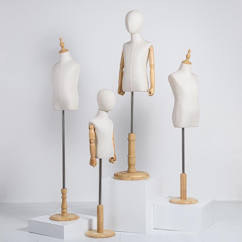 Child Mannequin Display Stand: Solid Wood & Fabric for Toddler Clothing