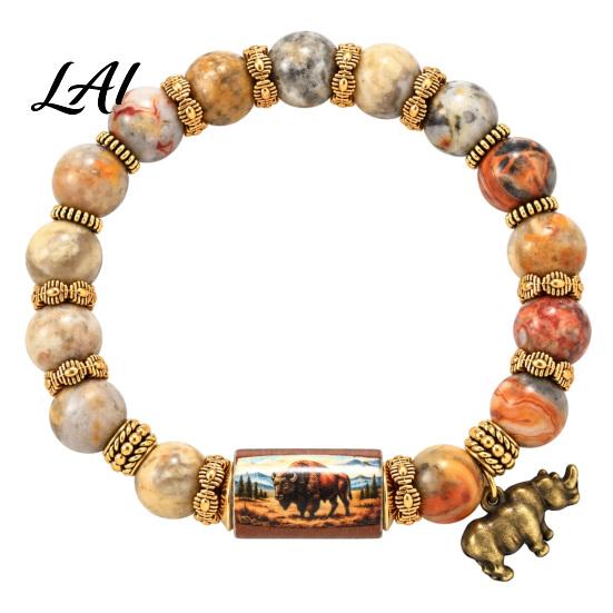Cute Owl Cat Bird Bracelet Stretch Deer Beaded Bracelet Retro Animal Bead Bull Skull Birthday Present for Her Elastic Boho Women Autumn Holiday