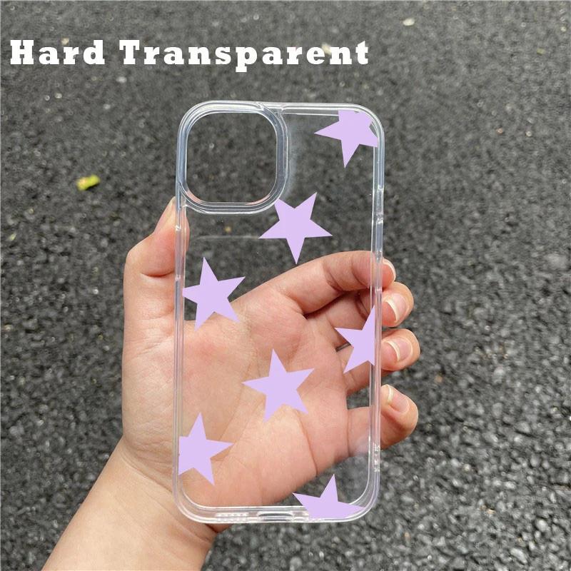

Korean INS Transparent Star Case for IPhone 14 13 11 16 15 Pro Max 12 Mini Couple Paired Phone Cover for IPhone XR X XS 8 Plus iPhone 16Pro