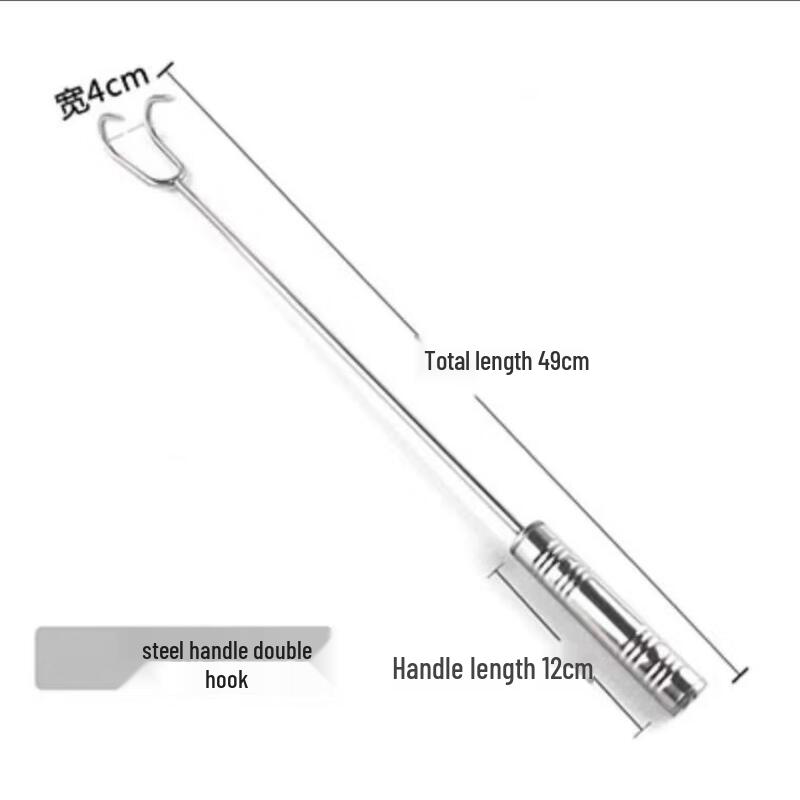 Wutuo Stainless Steel Double Meat Hook with Rosewood Handle (5-Pack)