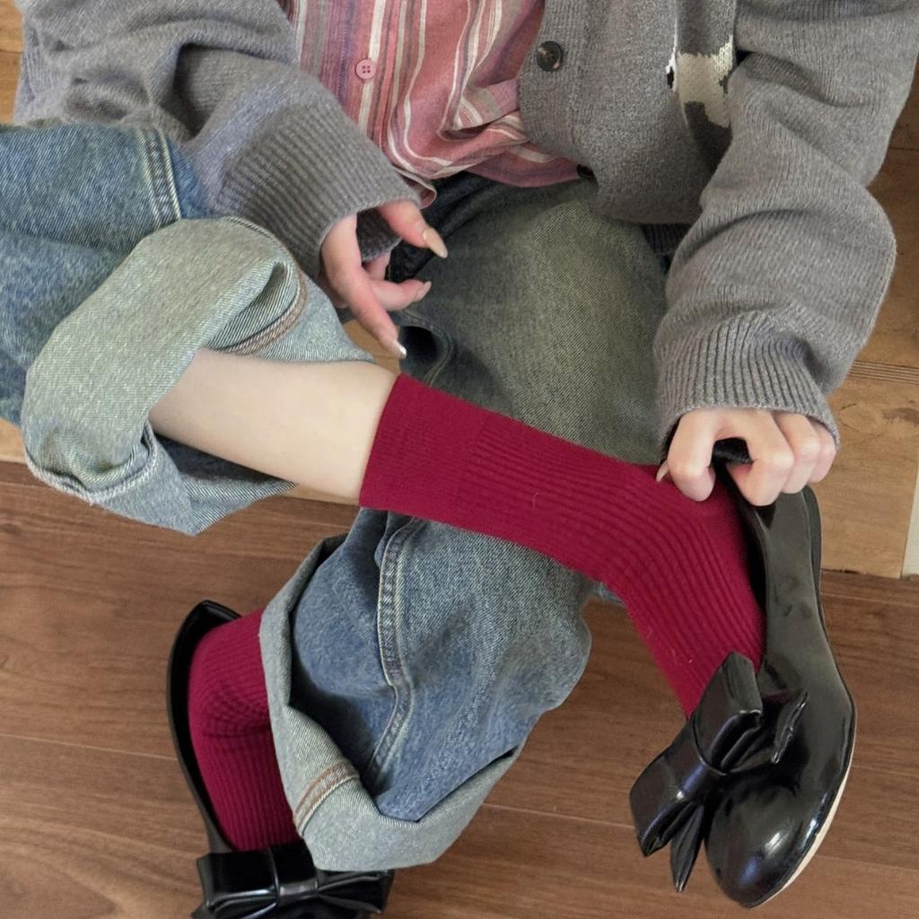 Boneless Anti-Ball Socks Solid Color Stockings Mid-Tube Socks Versatile Socks For Women