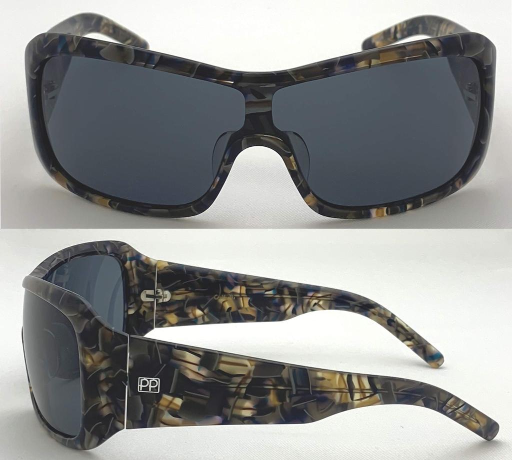 [PP] Phenol Phthalein Single Lens Sunglasses, Acetate Frame, EventFestival, Old School, Fashion, Deadstock, UV Protection (Gray)