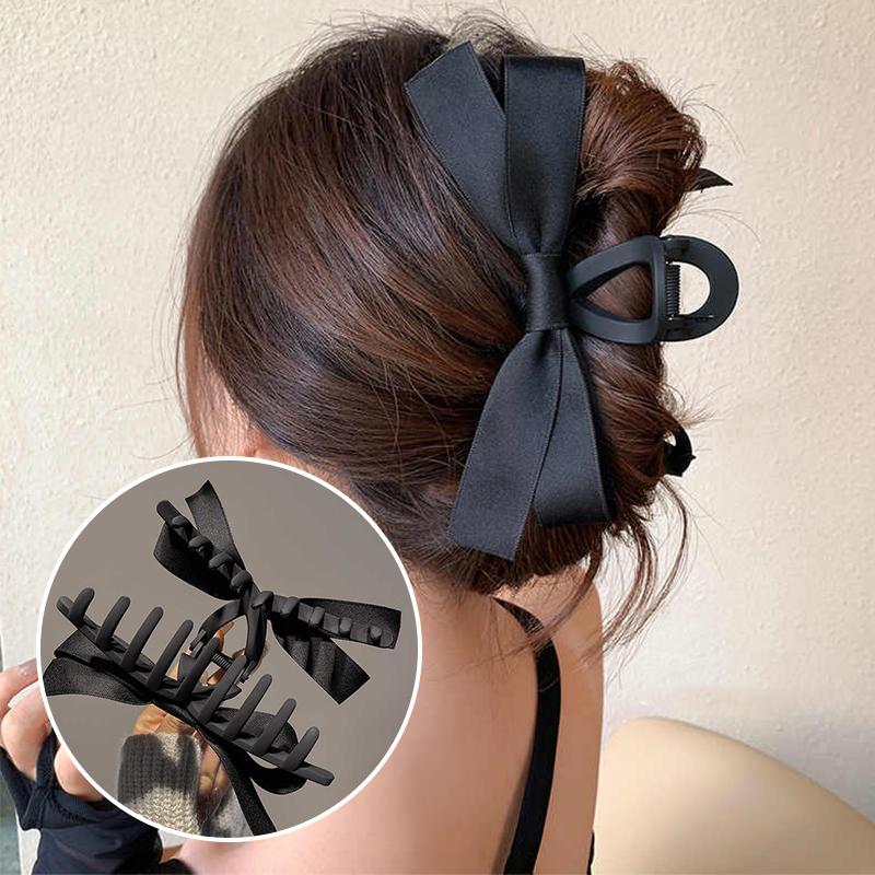 Große Samtschleife Mode Elegante Frauen Schwarze Schleife Haarklammer Haarspangen Vintage Satin Haarnadeln Koreanische Haarschmuck