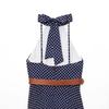 European and American women's clothing summer new models, backless neck collar design, sleeveless with belt Midi dress