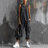 Women Solid Color Sleeveless Tank Top And Cargo Pants Two Piece Set Streetwear Casual Loose Fit Summer Outfit