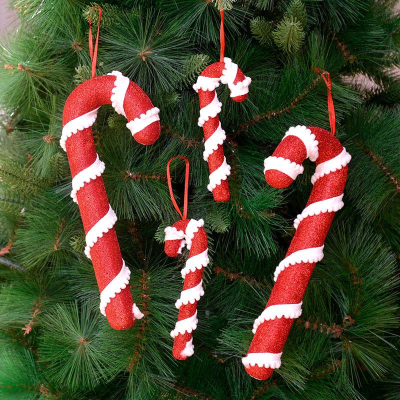 Christmas Red White Candy Cane Hanging Pendant Xmas Tree DIY Ornaments Merry Christmas Home Decoration New Year Holiday Supplies
