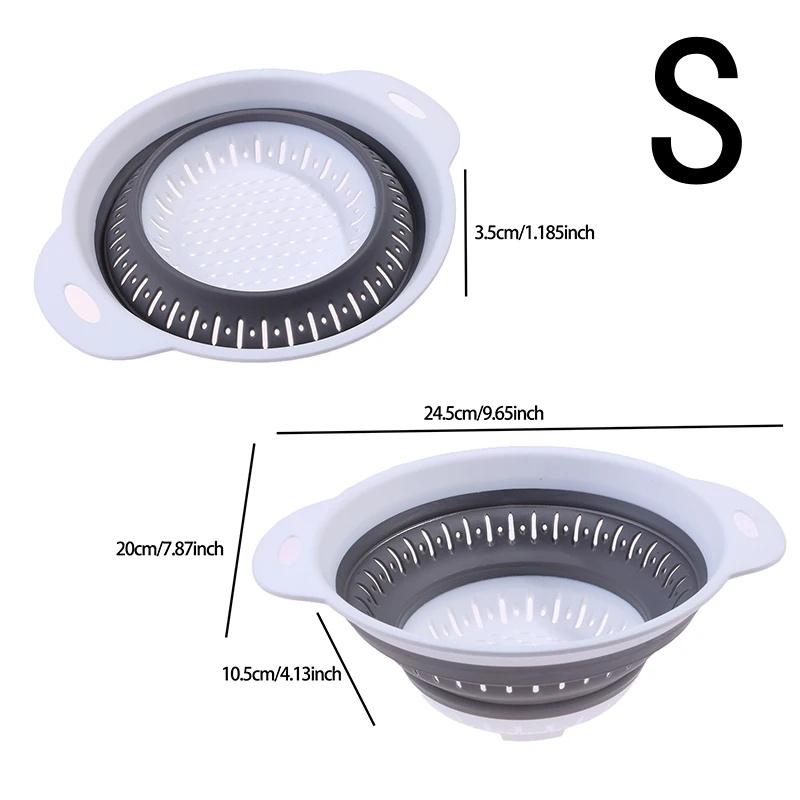 Silicone Kitchen Foldable Storage Basket Collapsible Colander Strainer Fruit Vegetable Washing Kitchen Drainer Filter Organzier