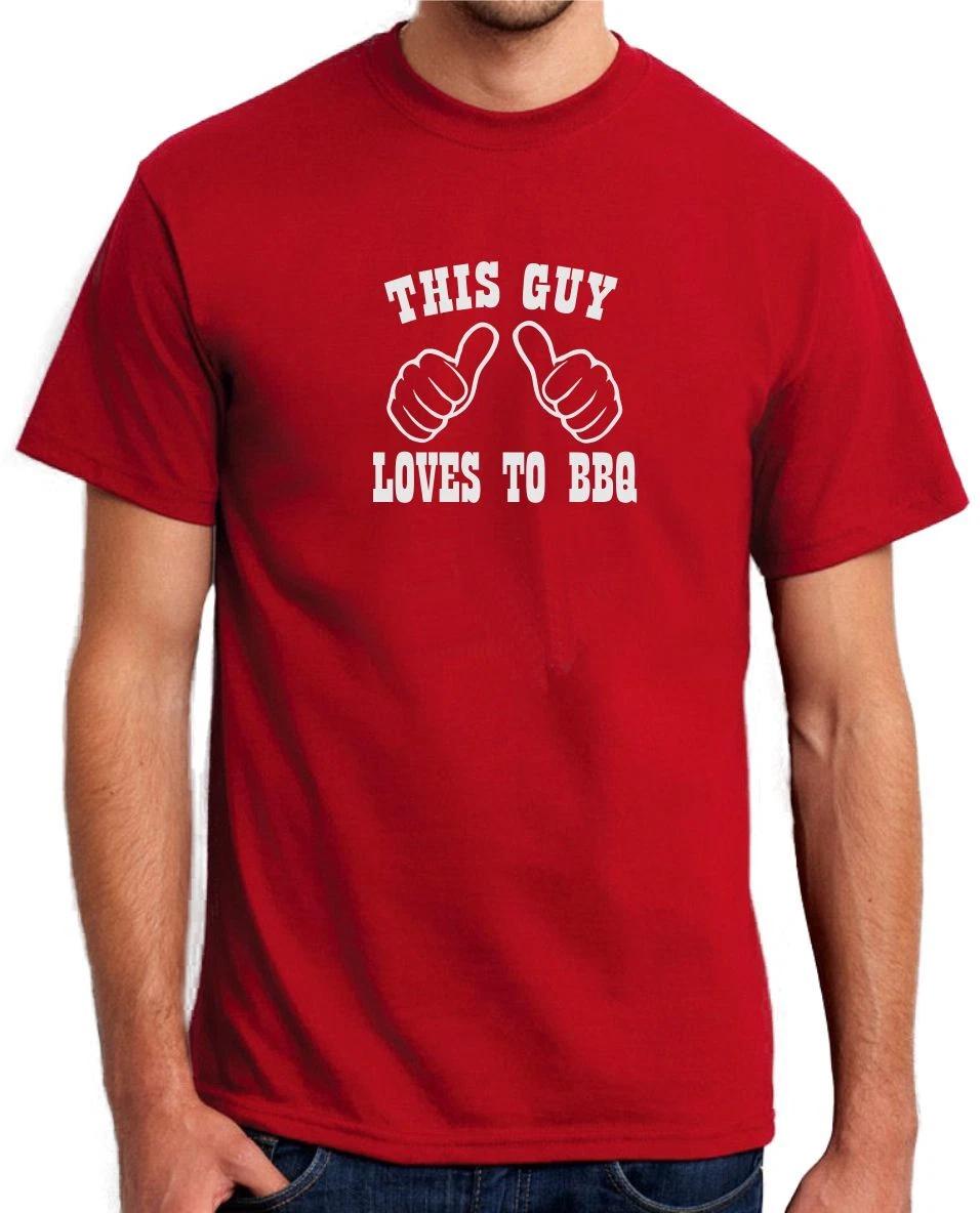 THIS GUY LOVES TO BBQ - FUNNY SLOGAN Mens T-Shirt 4XL