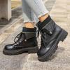 Retro Ankle Boots For Women Winter Large Size Thick Heel Round Toe British Bare Boots For Boots for Women with Heel Comfortable