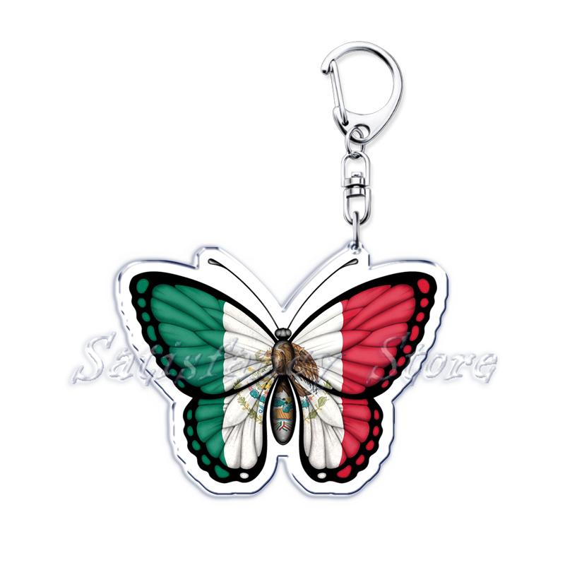 Beautiful Lavender Flower Monarch Butterfly Keychains Ring for Accessories Bag Butterflies Pendant Key Chain Jewelry Fans Gifts