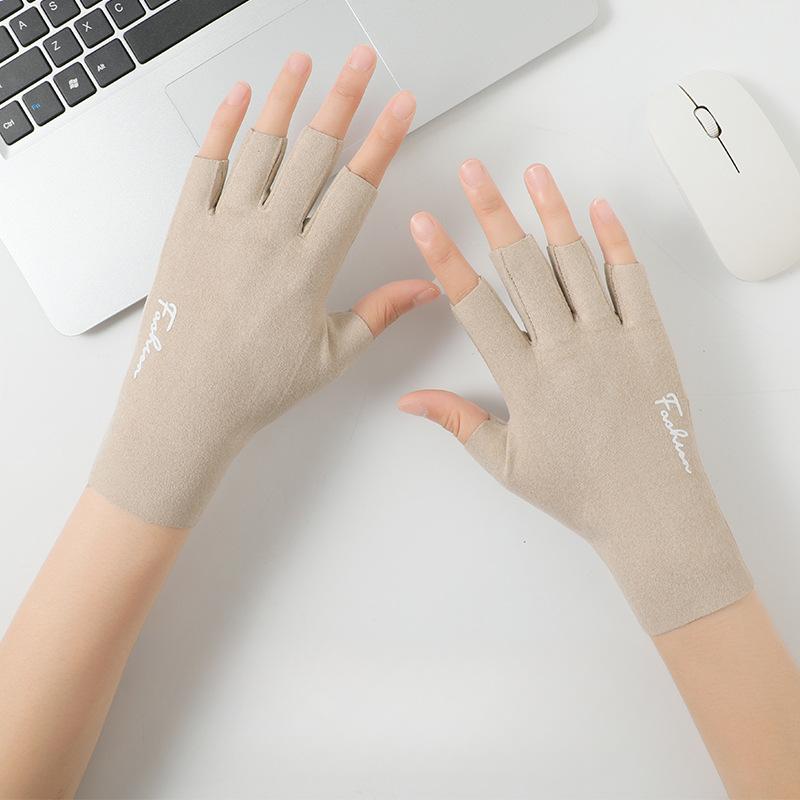 Herbst- und Winterhandschuhe für Damen Paare Fingerlose Outdoor-Radhandschuhe Studenten Tippen Deutsch Samt Warm Halbfingerhandschuhe