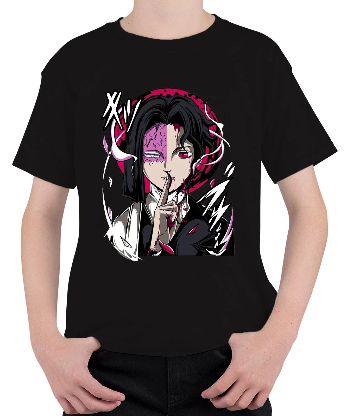 Anime Dämon Halbgesicht Blut Rotes Auge Psst Gothic Halloween Unisex Kinder T-Sh XS