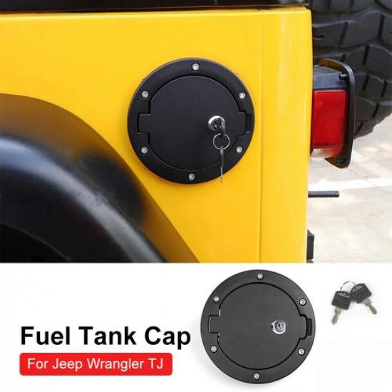 Black Car Door Fuel Tank Gas Cap Cover With Lock For Jeep Wrangler TJ 1997-2006