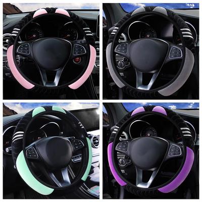 Super Auto Pokrowiec na Kierownicę Samochodową Uniwersalny 38CM Pluszowy Pokrowiec Kierownica Samochodowa Antypoślizgowy Elastyczny Akcesoria Stylizacja Kierownicy I0H2