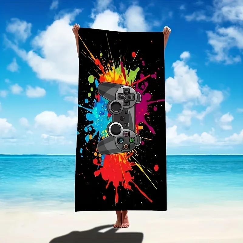 Game Handle Large Beach Towel - Super Absorbent, Quick Dry, Modern Design for Beach and Pool, Easy Care