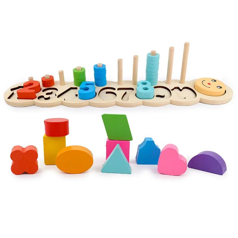 Children Wooden Montessori Pairing Toys Learn To Count Numbers Matching Digital Shape Match Early Education Teaching Math Toys
