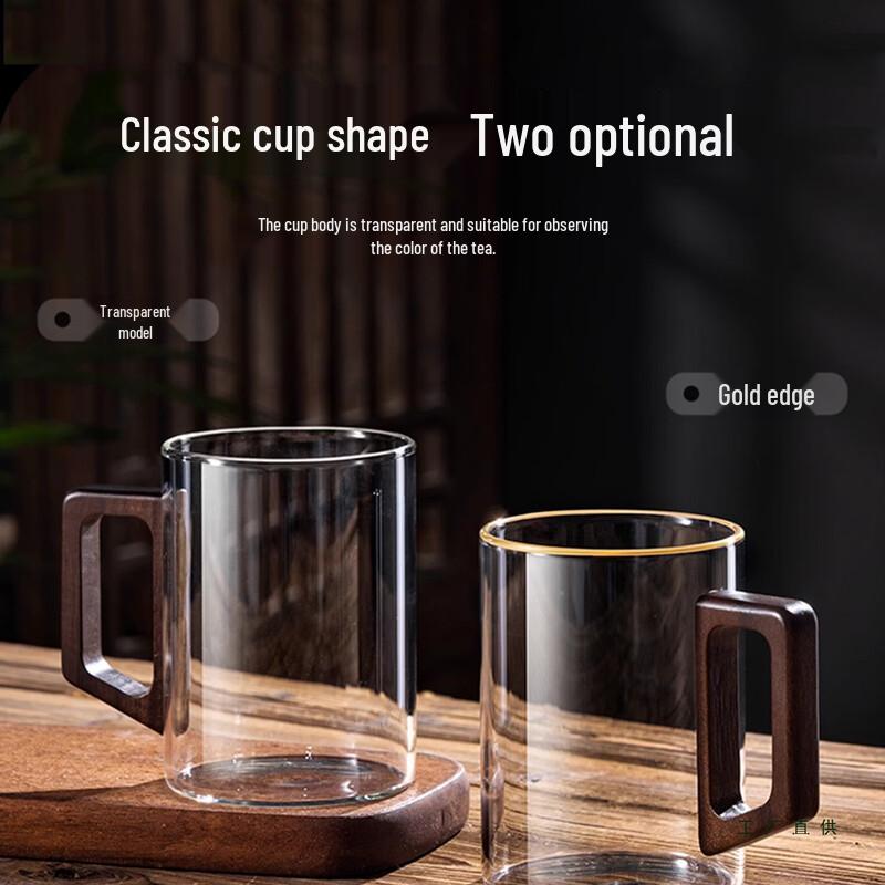 Handun High Borosilicate Glass Cup Set with Wooden Handle